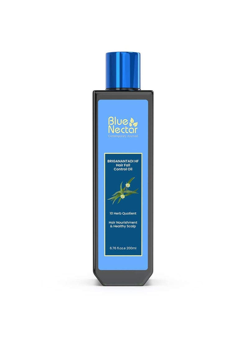 Blue Nectar Briganantadi Hair Fall control & Healthy Scalp Oil | Non Sticky Perfect Hair Fall Oil for Women & Men Hair growth (9 Herbs, 6.7Fl Oz)