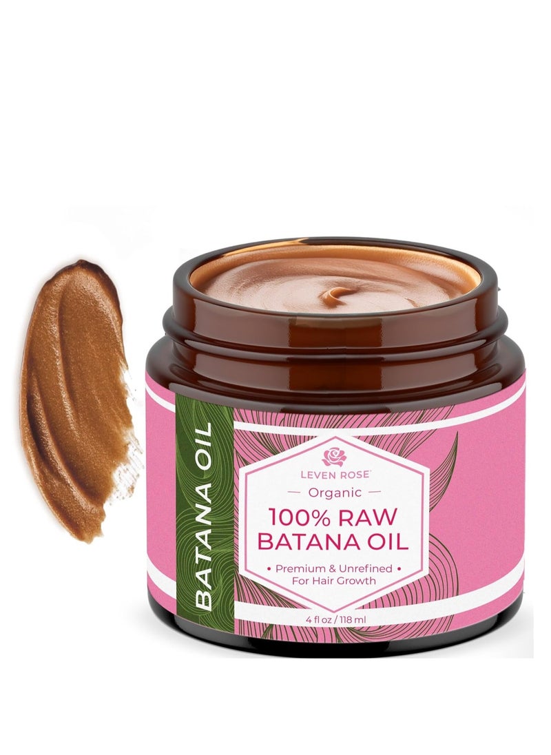 Leven Rose 100% Raw Batana Oil For Hair Growth - 4oz Unrefined, Organic, Pure Batana Oil, Dr. Sebi Approved – Strengthen + Repair Damaged Hair