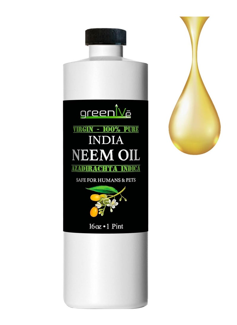 GreenIVe - Neem Oil - 100% Organically Grown Neem Oil - Cold Pressed Virgin Neem Oil - Exclusively on Amazon (16 Ounce)
