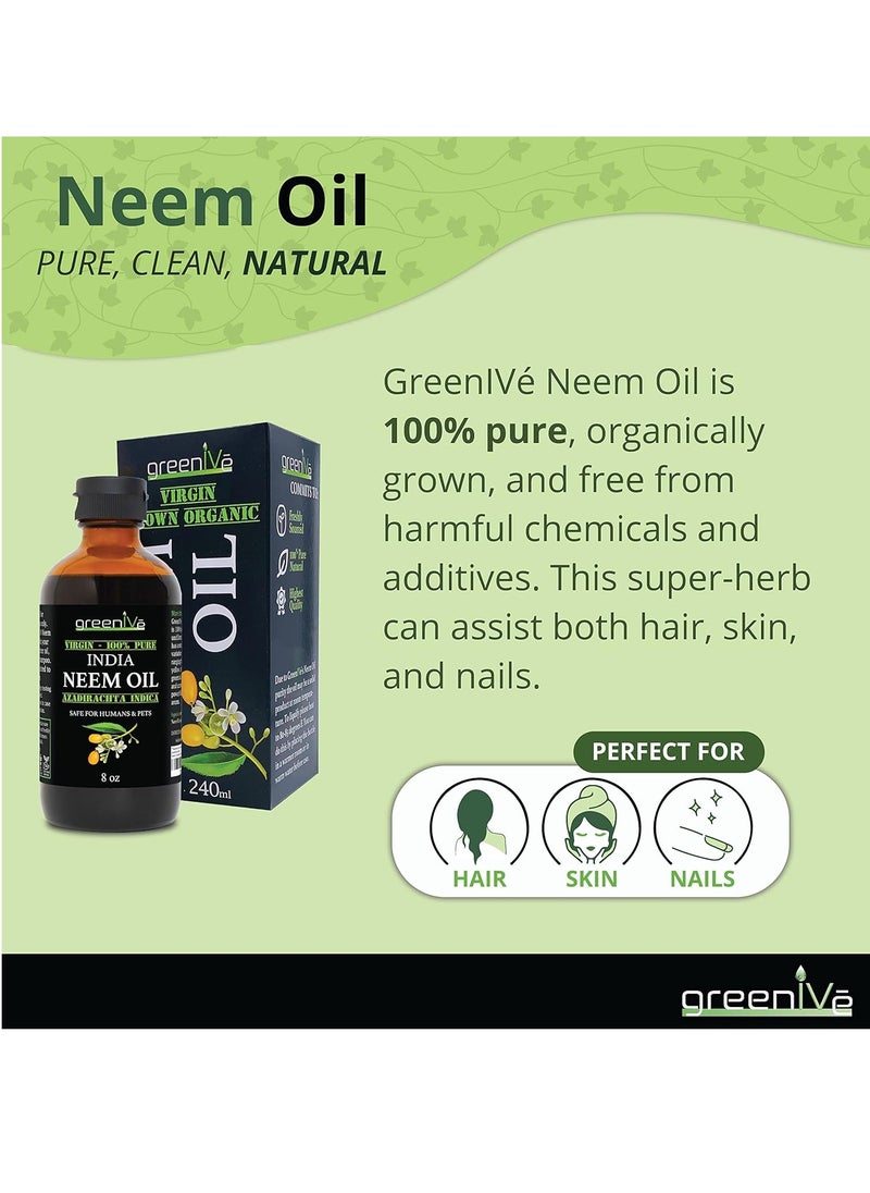 GreenIVe - Neem Oil - 100% Organically Grown Neem Oil - Cold Pressed Virgin Neem Oil - Exclusively on Amazon (16 Ounce)