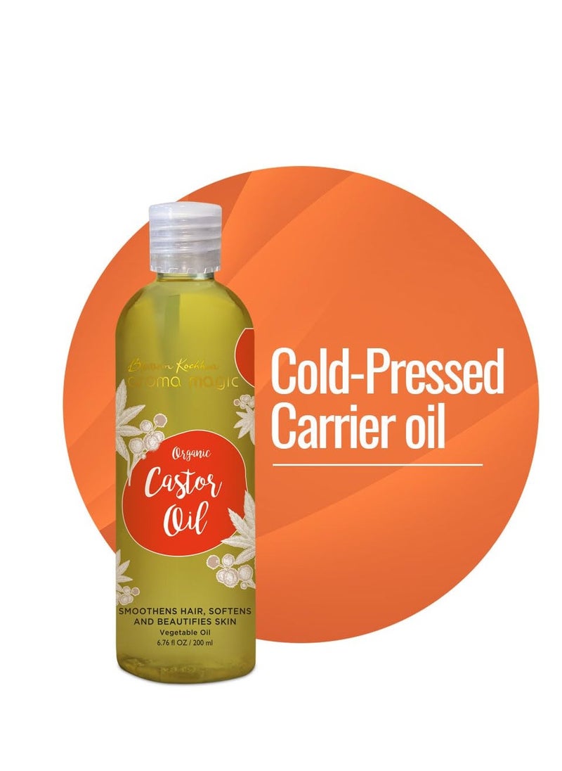 Aroma Magic Castor Oil | Pure & Cold Pressed | Support Stronger Hair | Stimulate Growth for Hair, Eyelashes, Eyebrows & Hair Treatment | 6.76 Fl Oz/200ml