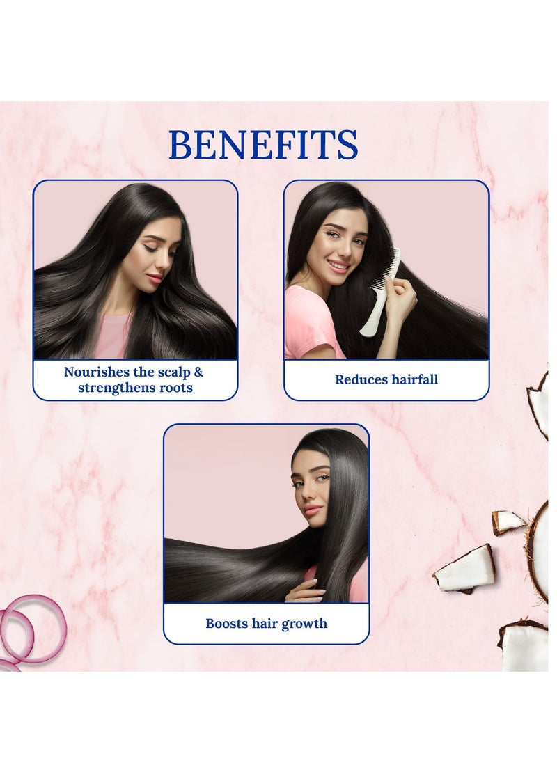 Parachute Advansed Onion Hair Oil with Natural Coconut Oil & Vitamin E, 6.7 Fl.oz. - For Longer, Stronger, Healthier Hair, Promotes Growth, Hair Fall Control, All Hair Types, Blue