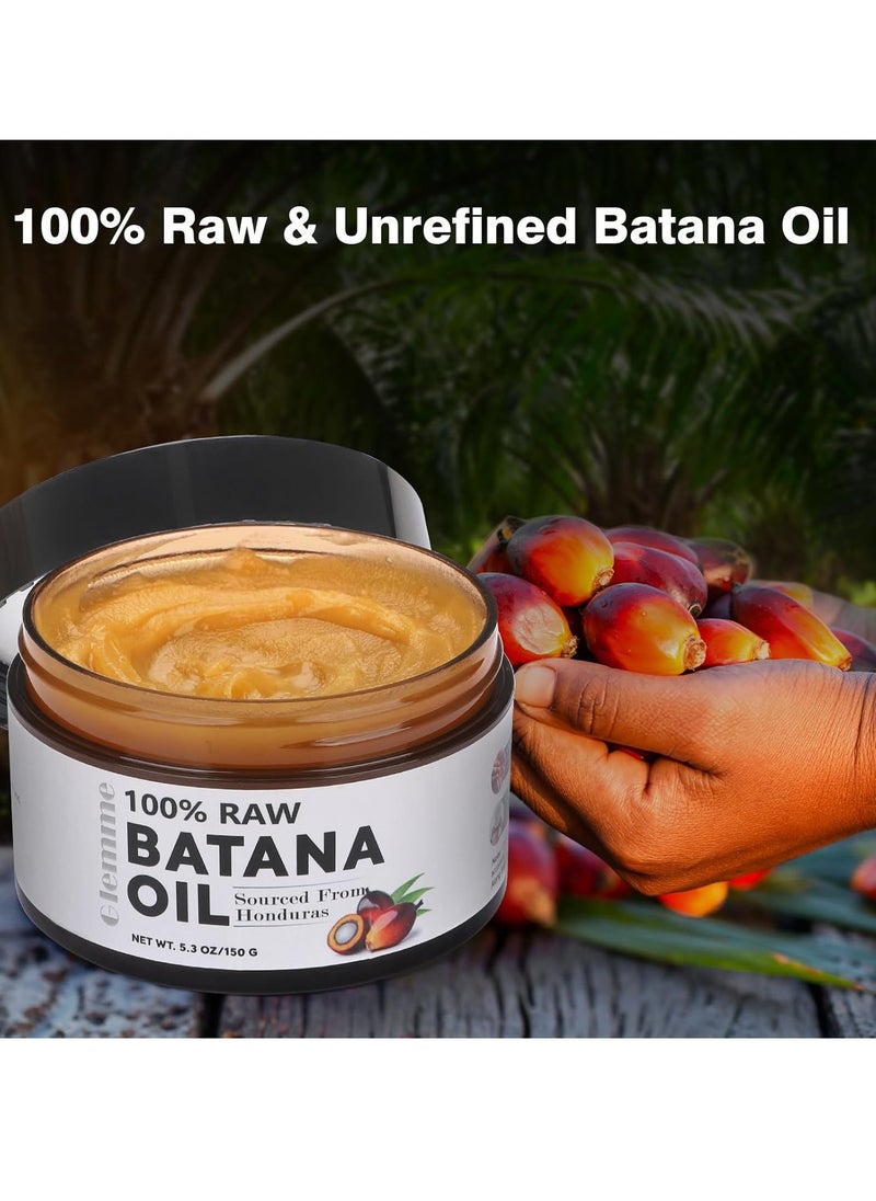 Raw Batana Oil for Hair Growth, 100% Pure Hair Growth Oil, Dr. Sebi Unrefined Batana Oil from Honduras, Prevents hair Loss, Hair Regrowth Treatment for Men Women - 5.3 oz