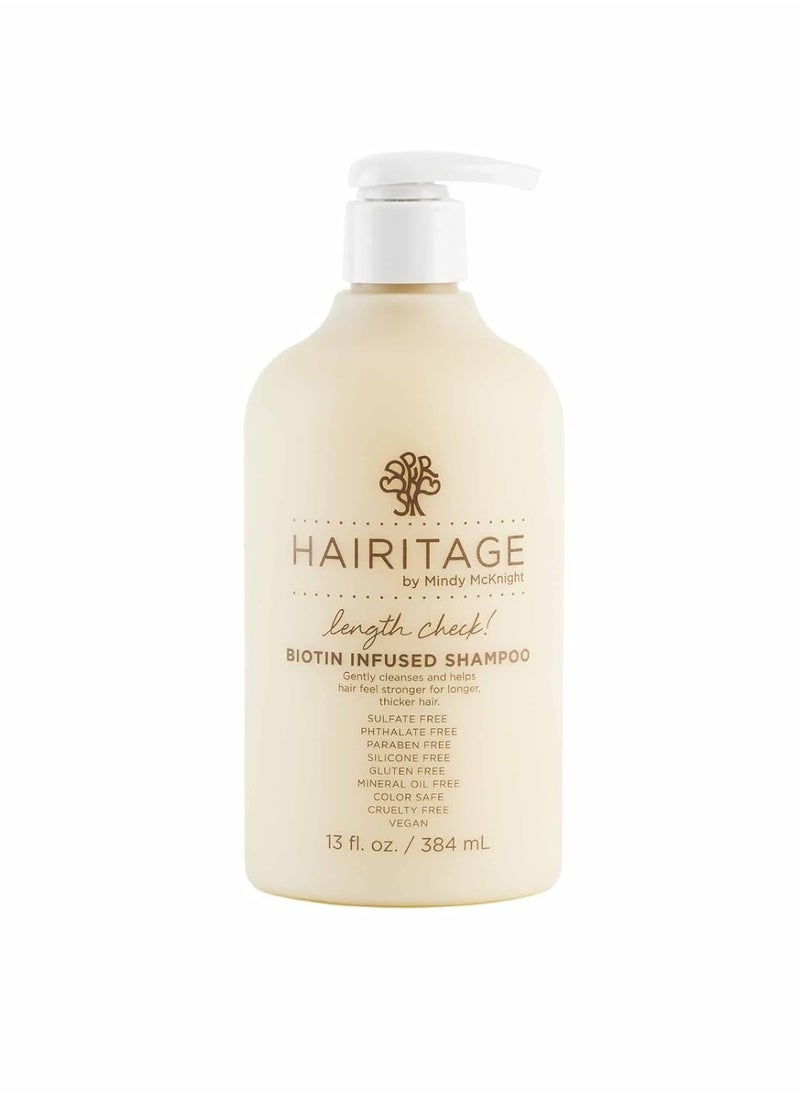Hairitage Length Check Biotin Shampoo with Jamaican Black Castor Oil | Thickening + Volumizing | Sulfate Free + Color Safe + Vegan | Hydrating Repair Shampoo for Thinning Hair 13 Fl Oz