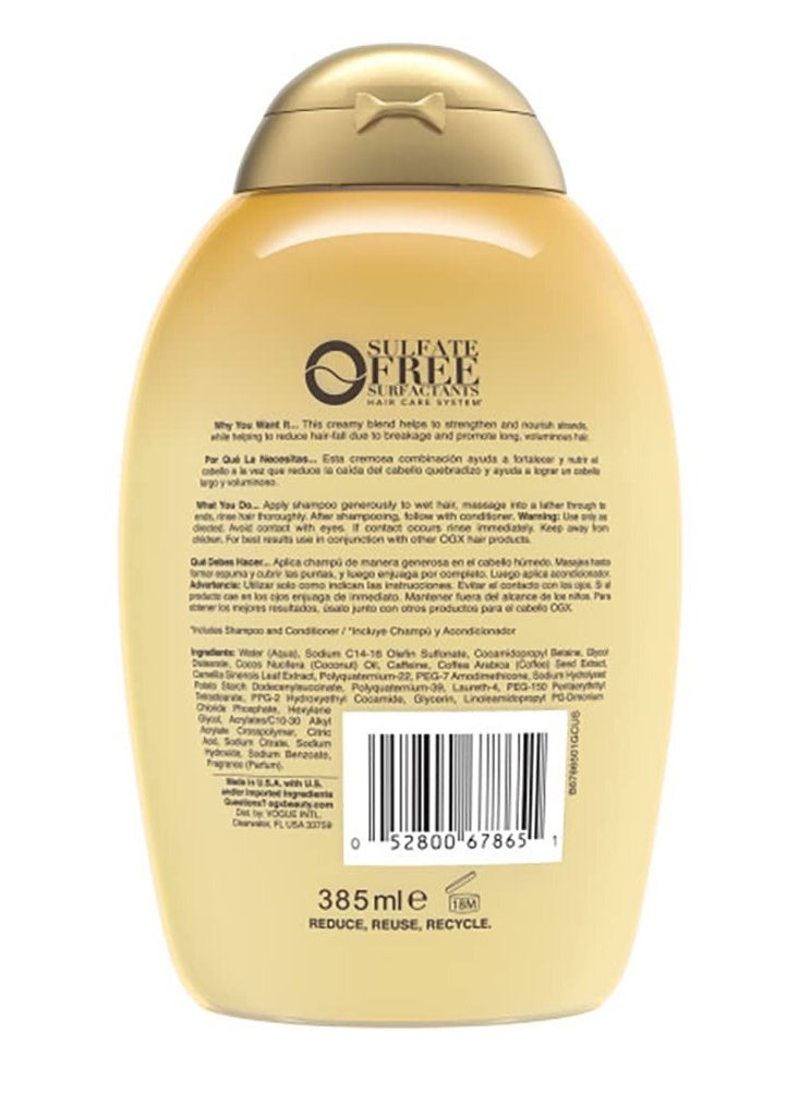 OGX Anti-Hair Fall + Coconut Caffeine Strengthening Shampoo with Caffeine, Coconut Oil & Coffee Extract, 13 Fl Oz