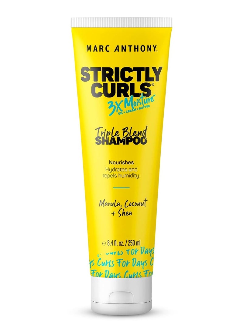 Marc Anthony Curly Hair Shampoo, Strictly Curls - 3x Moisture For Curl Defining & Curl Enhancing - Shea Butter, Marula Oil, Aloe Vera & Coconut Cream - Sulfate Free & Color Safe For Dry Damaged Hair