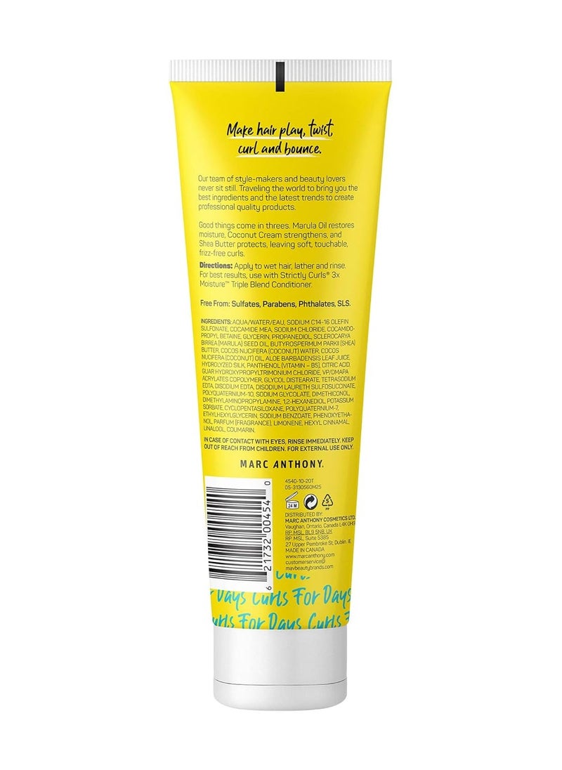 Marc Anthony Curly Hair Shampoo, Strictly Curls - 3x Moisture For Curl Defining & Curl Enhancing - Shea Butter, Marula Oil, Aloe Vera & Coconut Cream - Sulfate Free & Color Safe For Dry Damaged Hair