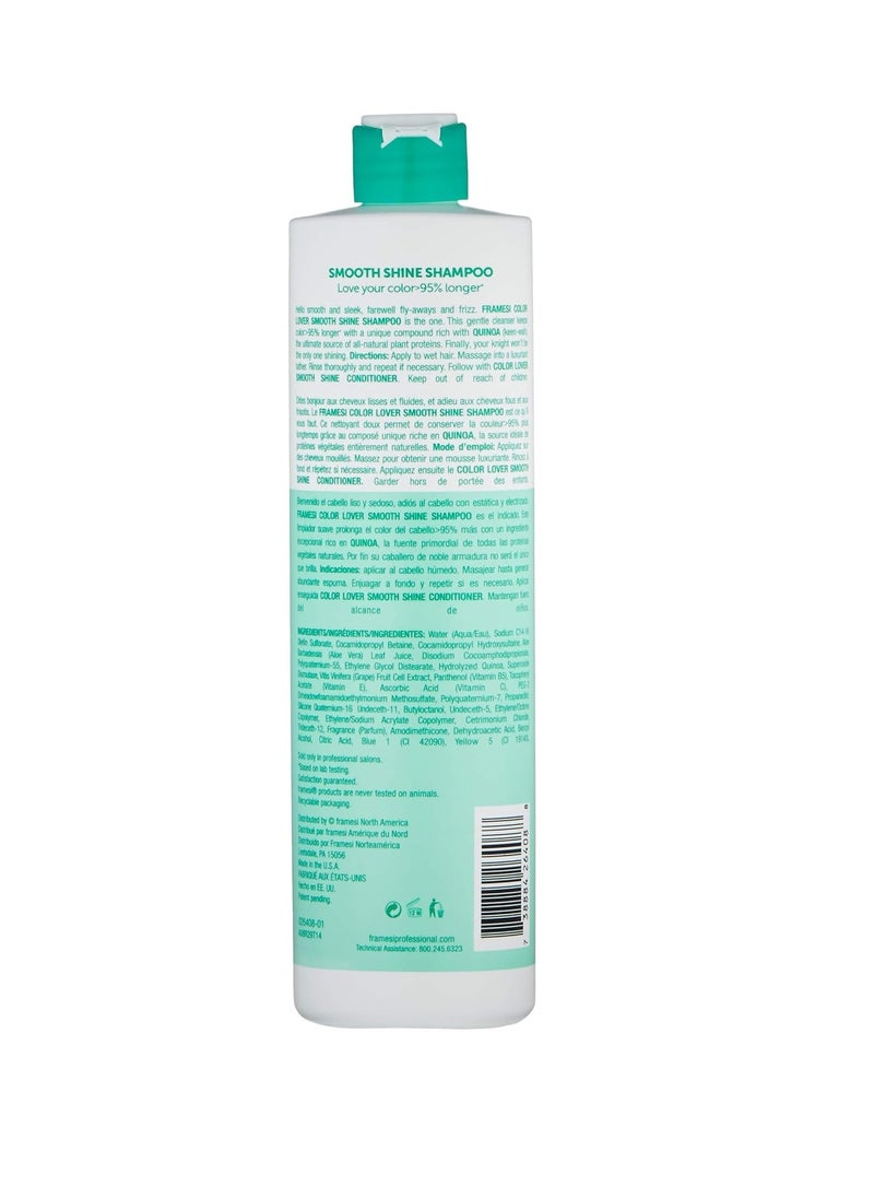Framesi Color Lover Smooth shine Shampoo, Sulfate Free Shampoo with Quinoa and Aloe Vera, Color Treated Hair