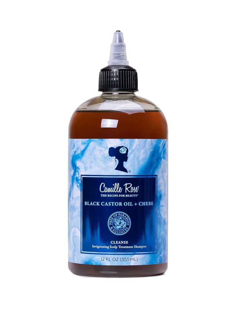 Camille Rose Black Castor Oil & Chebe Hair Cleanse, Invigorating Scalp Treatment Shampoo to Strengthen, Shine, and Moisturize, for all Hair Types, 12 fl oz