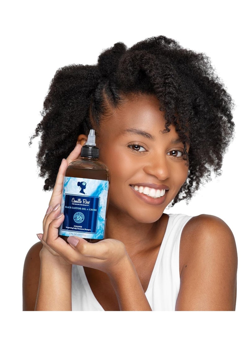 Camille Rose Black Castor Oil & Chebe Hair Cleanse, Invigorating Scalp Treatment Shampoo to Strengthen, Shine, and Moisturize, for all Hair Types, 12 fl oz