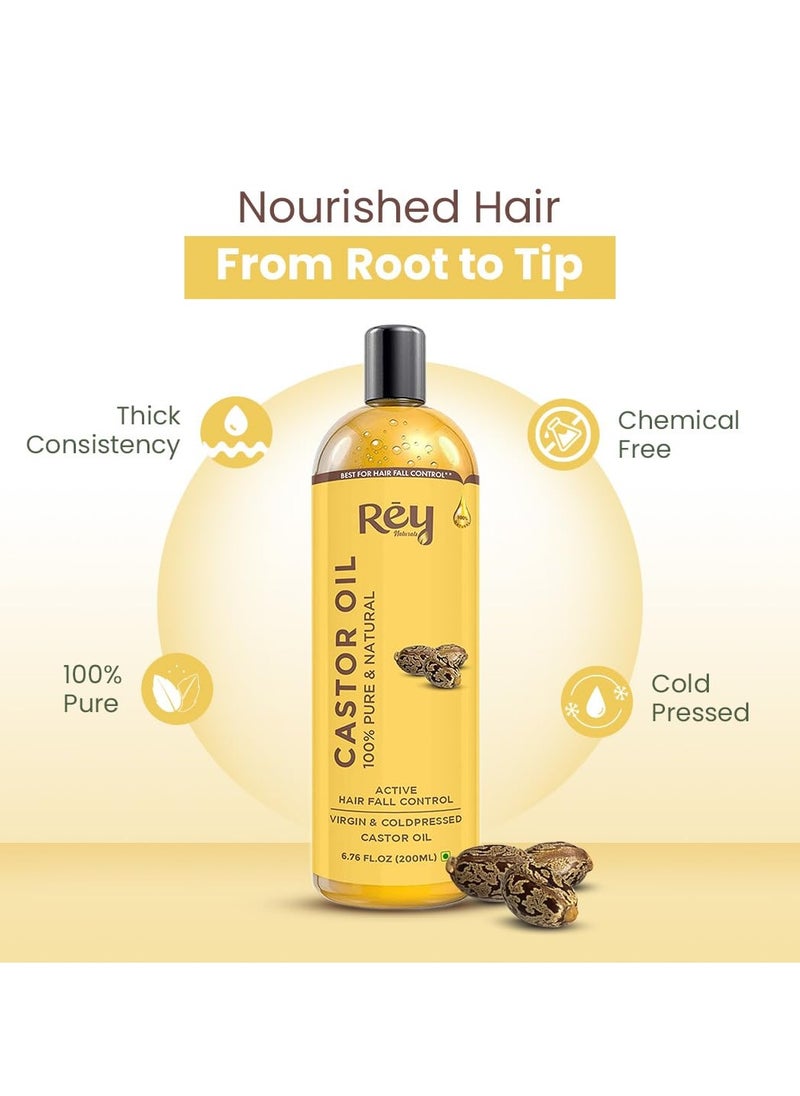 Rey Naturals Cold Pressed Castor Oil, 200ml