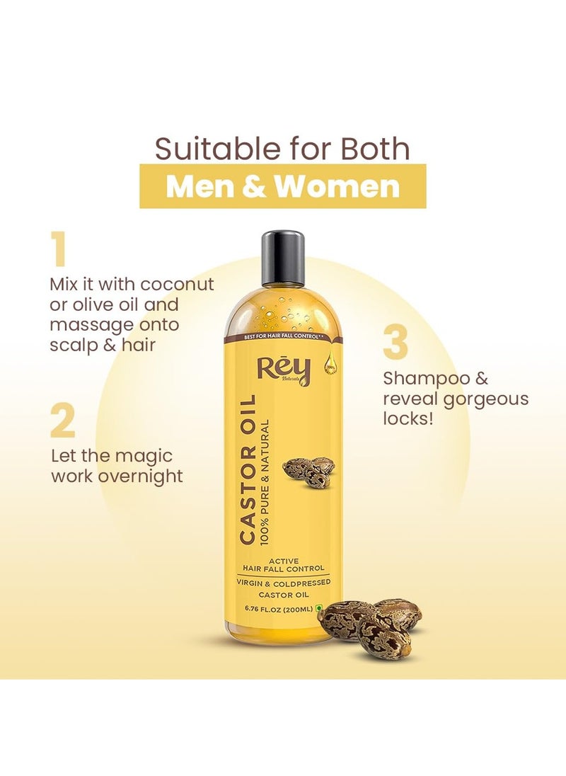 Rey Naturals Cold Pressed Castor Oil, 200ml