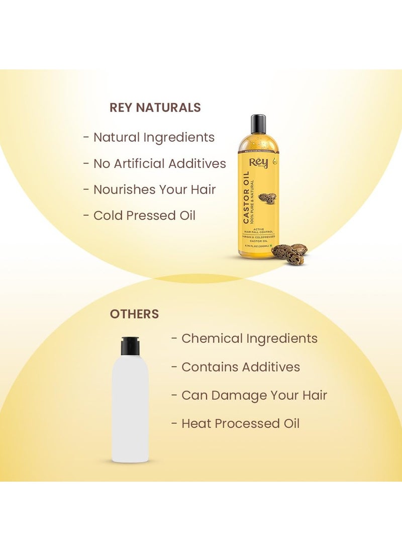 Rey Naturals Cold Pressed Castor Oil, 200ml