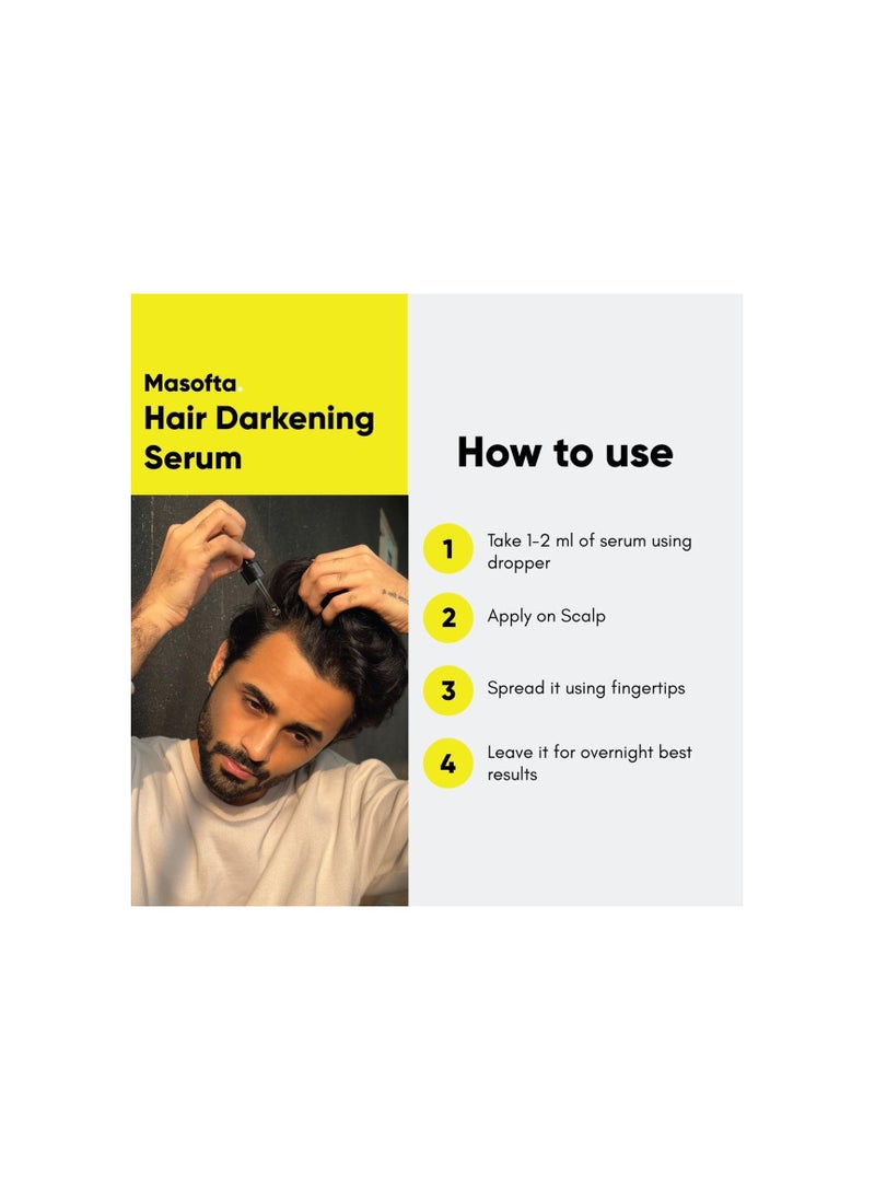 Masofta Anti Grey Hair Darkening Serum with Arcolys & Melano Gray For controlling Hair Greying | For Both Men & Women | Works for Hair & Beard | 30ML
