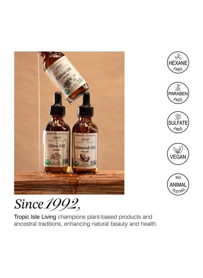1992 Organic Collection Almond Oil 2Oz/ 60Ml - Usda Certified Organic, Non Gmo, 100% Pure, Cold Pressed, Carrier Oil | For Hair, Eyebrows & Skin, Gives Hydration, Moisturizes And Softens Skin