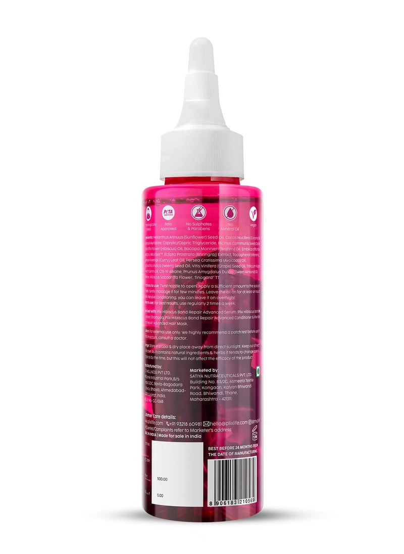 PLIX - THE PLANT FIX Hibiscus Bond Repair Advanced Hair Oil for Damaged Hair - 100ml | Repairs Damaged Hair Due To Heat Styling | Restores Strength & Reduces Breakage