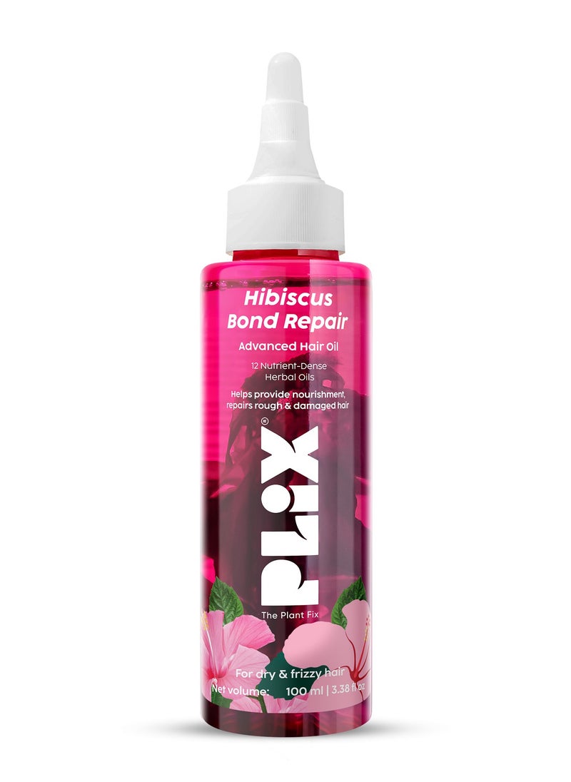 PLIX - THE PLANT FIX Hibiscus Bond Repair Advanced Hair Oil for Damaged Hair - 100ml | Repairs Damaged Hair Due To Heat Styling | Restores Strength & Reduces Breakage
