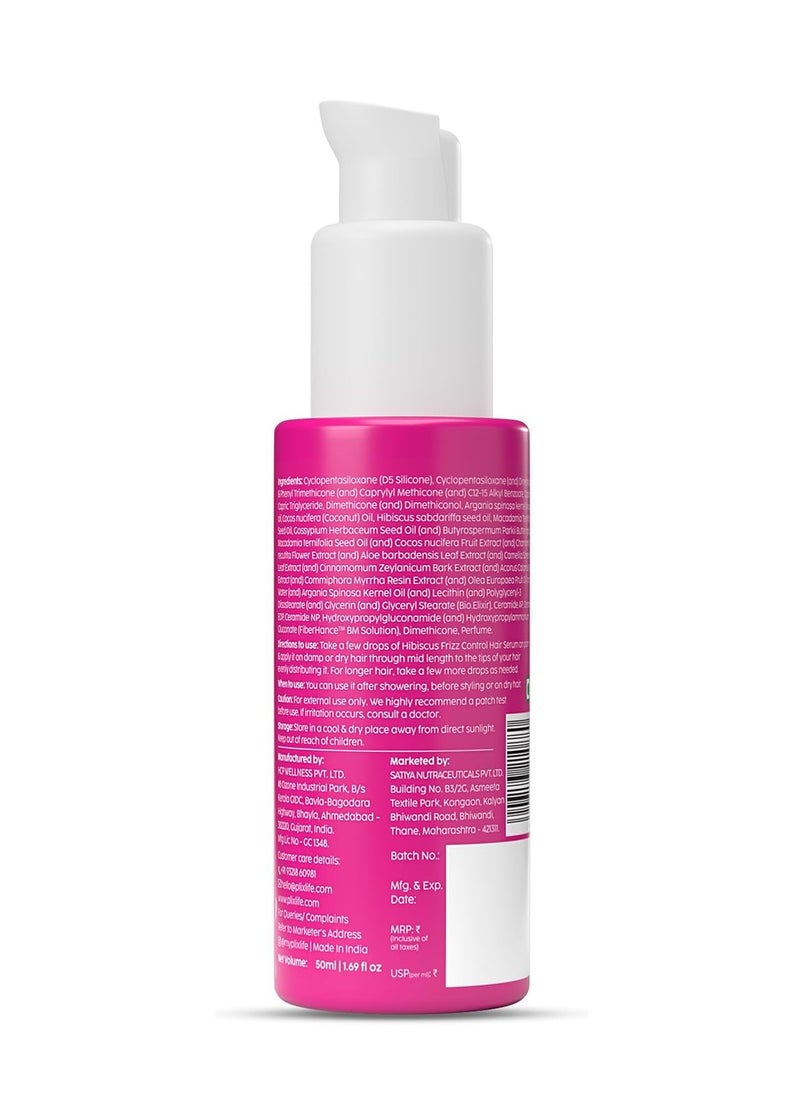 PLIX - THE PLANT FIX Hibiscus Frizz Control Hair Serum | Protects & Smoothes, Dry, Flyaway & Frizzy Hair, With 13 Nourishing Oils | 3x Strength with Fiberhance | 50ml