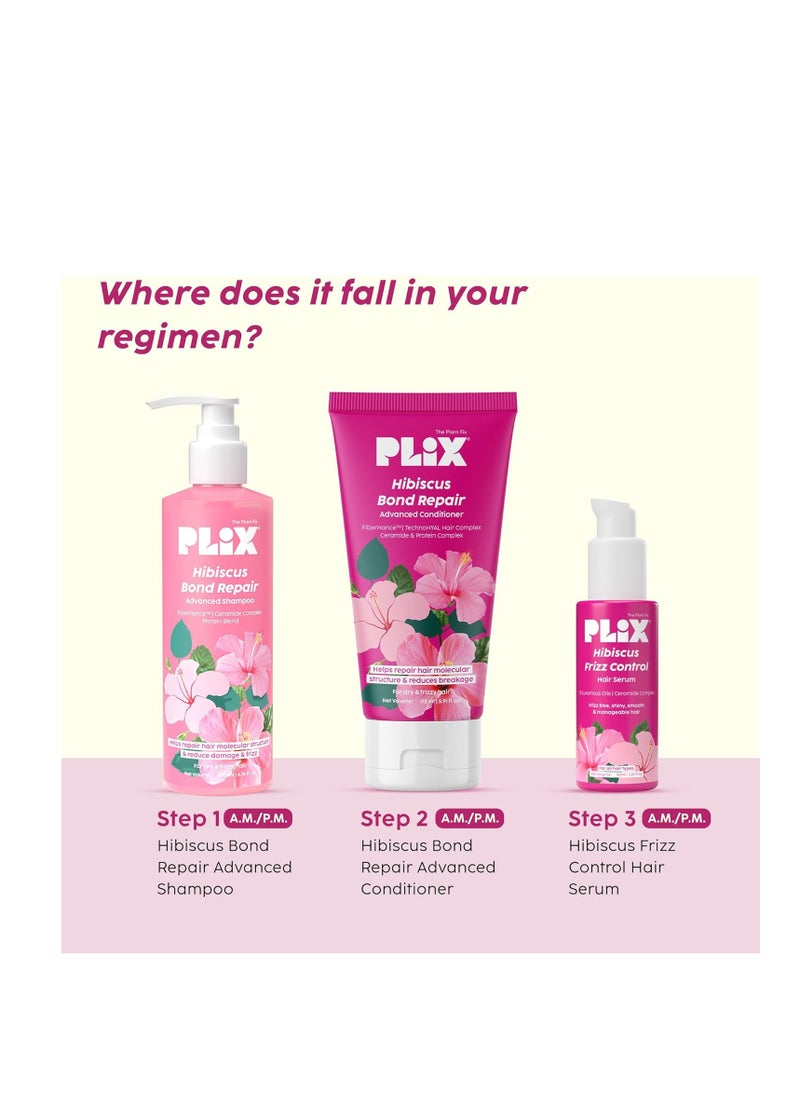 PLIX - THE PLANT FIX Hibiscus Frizz Control Hair Serum | Protects & Smoothes, Dry, Flyaway & Frizzy Hair, With 13 Nourishing Oils | 3x Strength with Fiberhance | 50ml