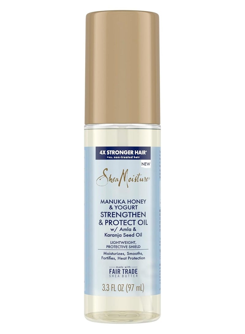 SheaMoisture Strengthen & Protect Oil Manuka Honey & Yogurt for A Lightweight, Protective Shield, 3.3 oz