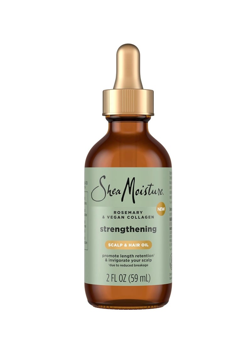 SheaMoisture Strengthening Scalp & Hair Oil Rosemary & Vegan Collagen to Promote Length Retention & Invigorate the Scalp, with ScalpBoost Technology, 2 oz