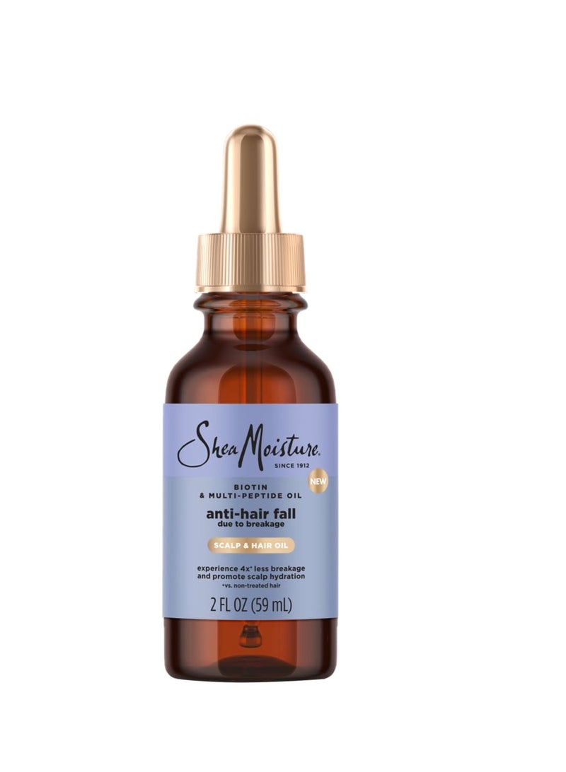 SheaMoisture Scalp & Hair Oil Anti-Hair Fall for Healthy Looking Hair and Moisturized Scalp, with Biotin & Multi-Peptide ScalpBoost Technology, 2 oz