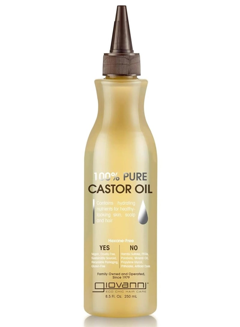 GIOVANNI Smoothing Castor Oil - 100% Pure, All Hair Types, Naturally Nourish Skin, Moisturize Hair & Scalp, Reduces Frizz & Helps Rebond Split Ends - 8.5 oz