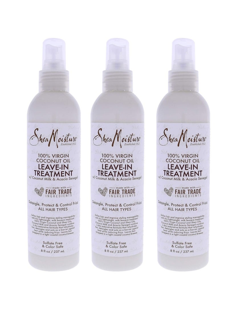 Shea Moisture 100% Virgin Coconut Oil Leave-In Treat 8 Ounce (237ml) (3 Pack)