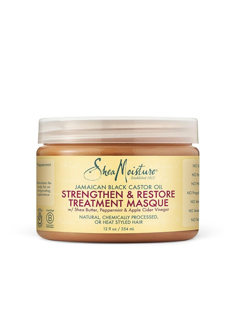 Shea Moisture Jamaican Black Castor Oil Strengthen & Restore Treatment Masque 12 Oz, Pack of 2