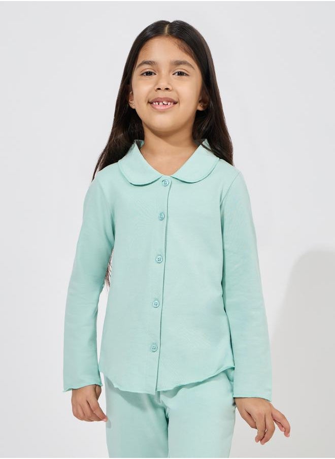Collared Button Down Shirt & Pyjama Set
