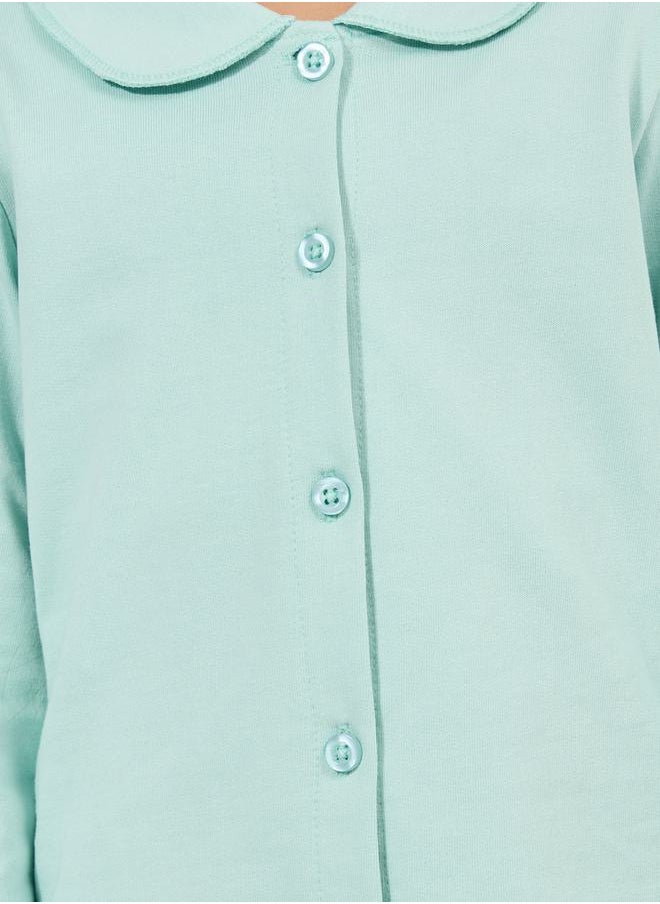 Collared Button Down Shirt & Pyjama Set