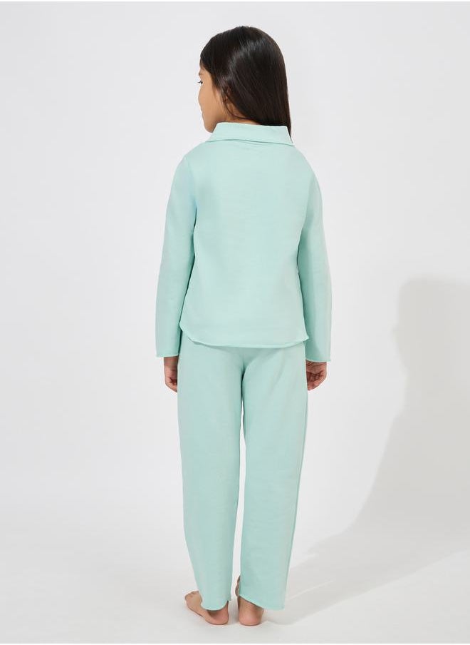 Collared Button Down Shirt & Pyjama Set