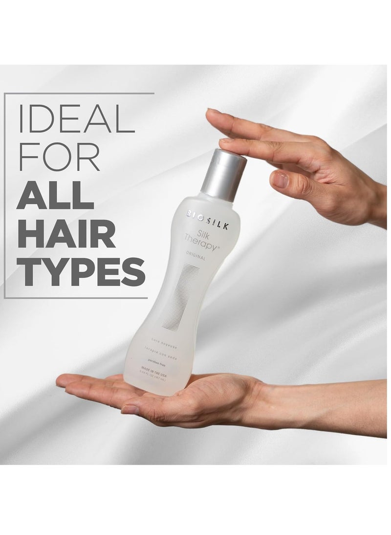 BioSilk Silk Therapy Original, Reconstructing Treatment For Adding Shine & Helping Prevent Split Ends, Sulfate, Paraben, & Cruelty-Free, 5.64 Oz