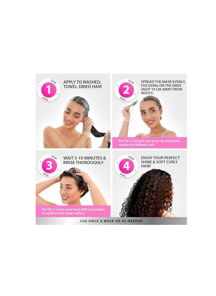 SUNATORIA Curly Hair Mask - Deep Conditioner for Curly Hair - Natural Argan & Keratin Hair Treatment Mask - 8.5 Fl Oz - Repair, Hydrate, Moisturize Dry, Damaged, Wavy & Frizzy Hair