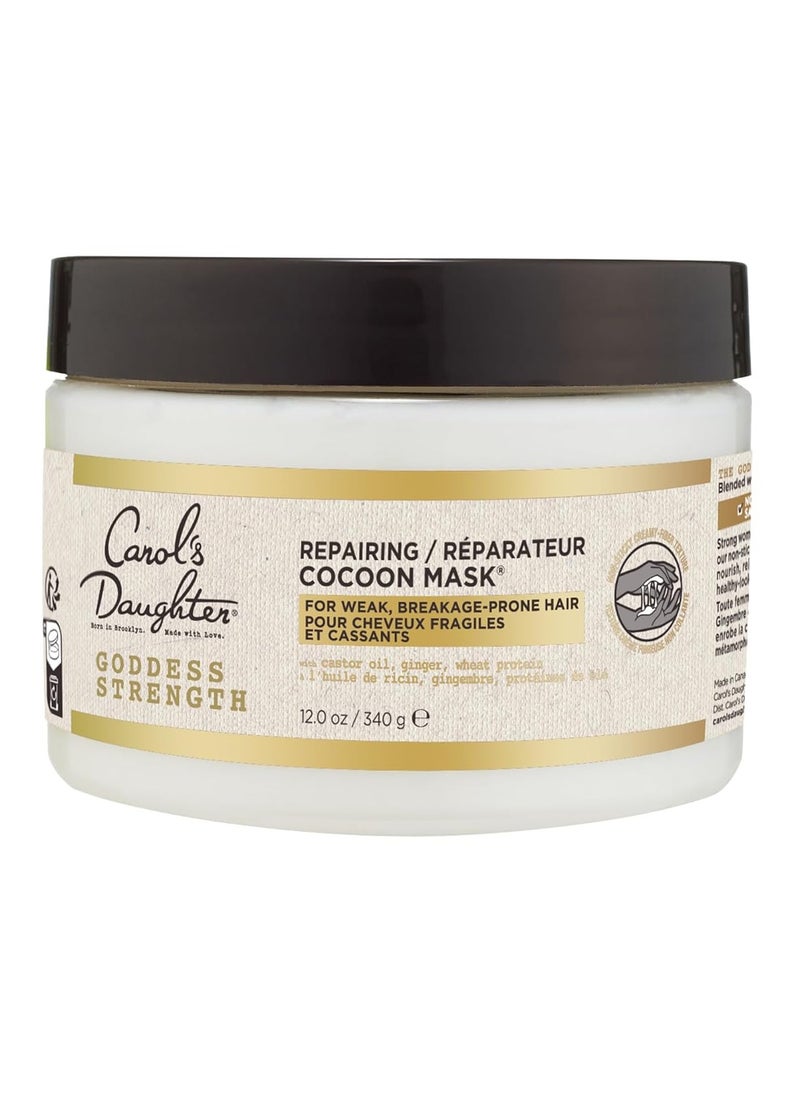 Carol's Daughter Goddess Strength Repairing Cocoon Hydrating Hair Mask for Wavy, Coily and Curly Hair, Hair Treatment With Castor Oil for Weak Hair, 12 Oz