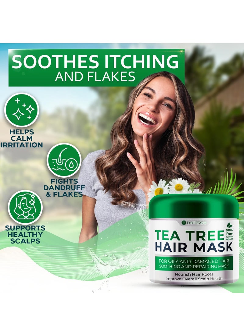 Tea Tree Oil Hair Mask - Deep Conditioner Treatment for All Hair Types - Intense Hydration Care and Protein Moisture Repair for Women and Men.