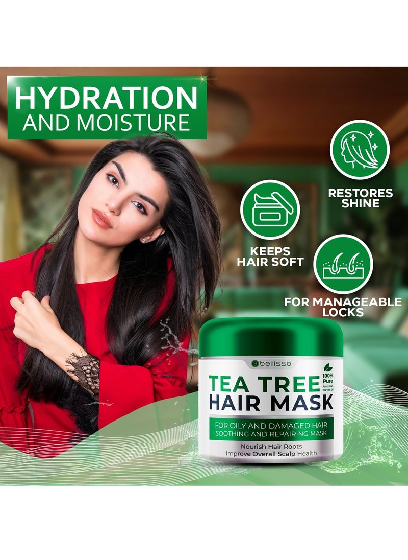 Tea Tree Oil Hair Mask - Deep Conditioner Treatment for All Hair Types - Intense Hydration Care and Protein Moisture Repair for Women and Men.