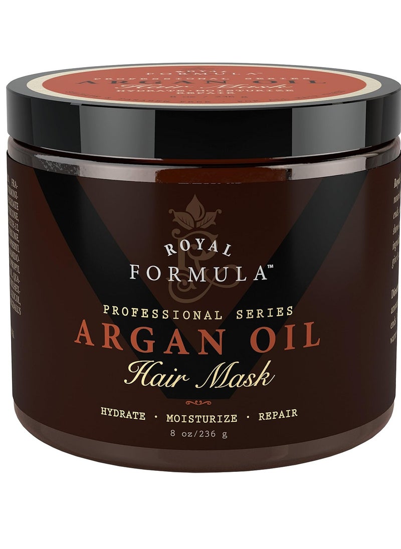 Argan Oil Hair Mask, 100% Organic Argan & Almond Oils - Deep Conditioner, Repair Dry Damaged, Color Treated & Bleached Hair - Hydrates & Stimulates Hair Growth, 8 Oz