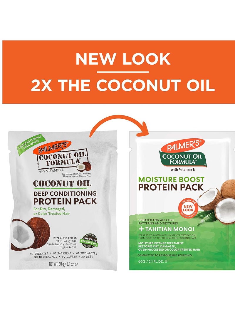 Palmer's Coconut Oil Formula Moisture Boost Protein Pack, Hair Treatment for Dry, Damaged, Over-Processed and Colored Hair, 2.1 Ounce (Pack of 12)