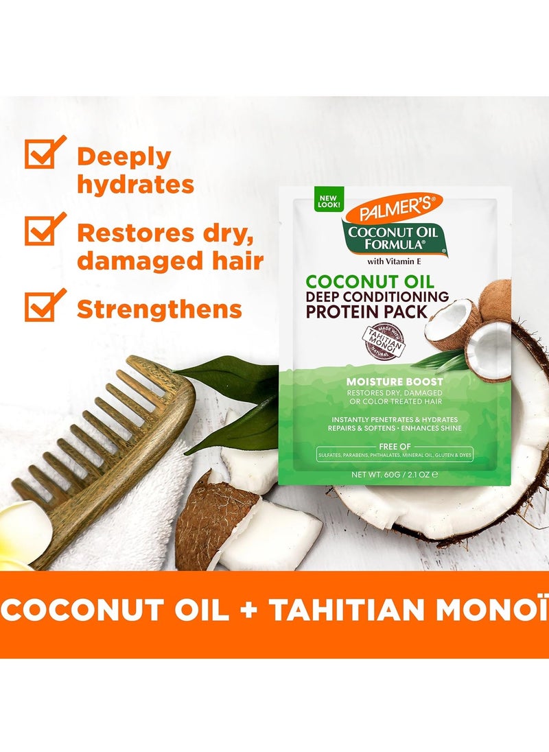 Palmer's Coconut Oil Formula Moisture Boost Protein Pack, Hair Treatment for Dry, Damaged, Over-Processed and Colored Hair, 2.1 Ounce (Pack of 12)