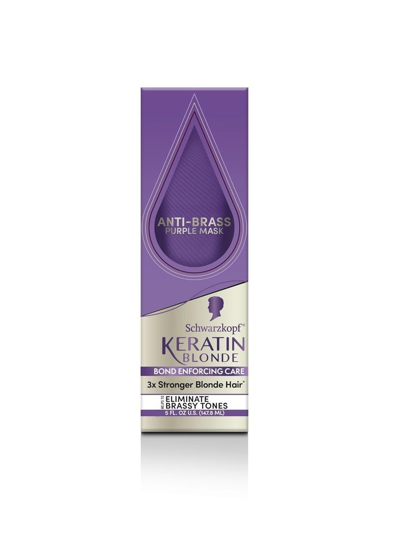 Schwarzkopf Keratin Blonde Anti Brass Purple Mask, 1 Application - Hair Dye Treatment Neutralizes Brassiness and Yellow Undertones, Hair Mask Strengthens Hair, Making it 3x Stronger