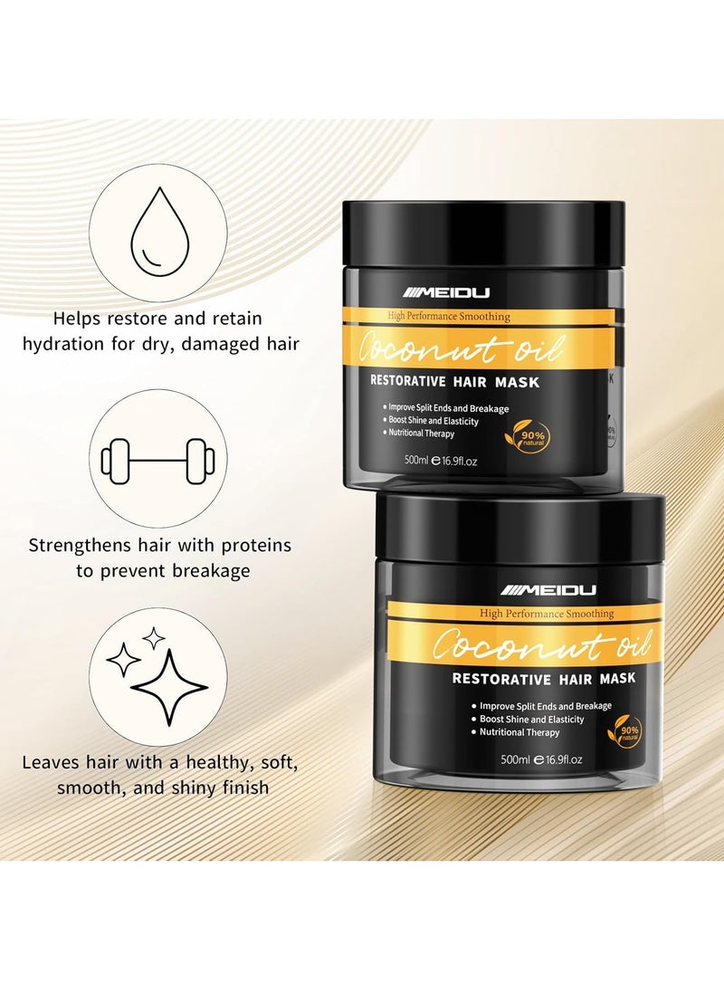 Keratin Hair Mask, Keratin Hair Treatment 500ml Hair Mask for Dry Damaged Hair, Coconut Oil Deep Conditioning Hair Mask (16.9 oz)