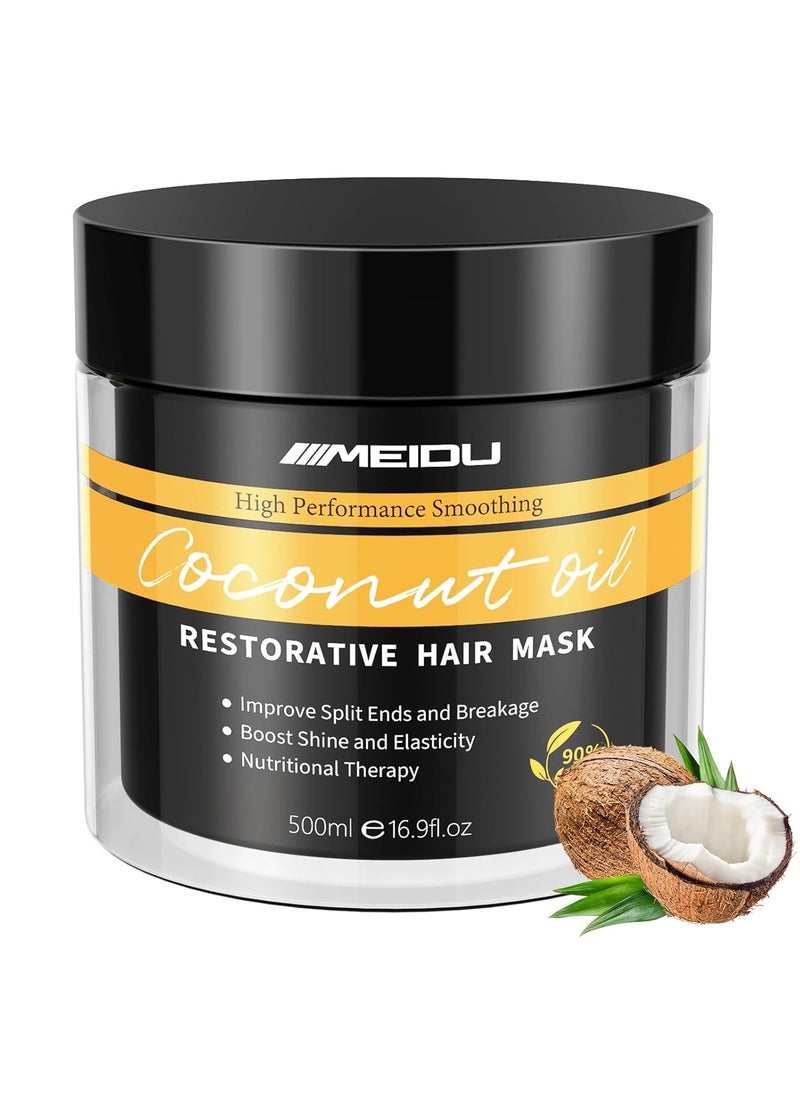 Keratin Hair Mask, Keratin Hair Treatment 500ml Hair Mask for Dry Damaged Hair, Coconut Oil Deep Conditioning Hair Mask (16.9 oz)