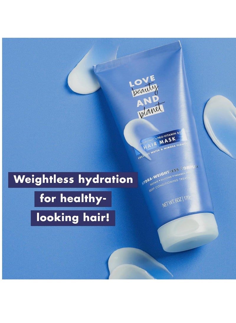 Love Beauty and Planet Hair Mask Deep Conditioning Treatment Coconut Water & Mimosa Flower for dry hair Sulfate-free, Silicone-free, & Paraben-Free 6 oz