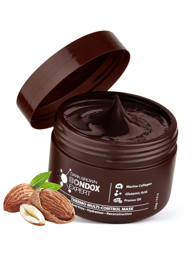 Hair Treatment Mask Damaged Dark Brown Color BONDOX 8.8oz | Color Depositing Mask with Almond Oil | Marine Seaweed Collagen | Formaldehyde-Free | Enhances Elasticity, Flexibility, Softness & Moisture