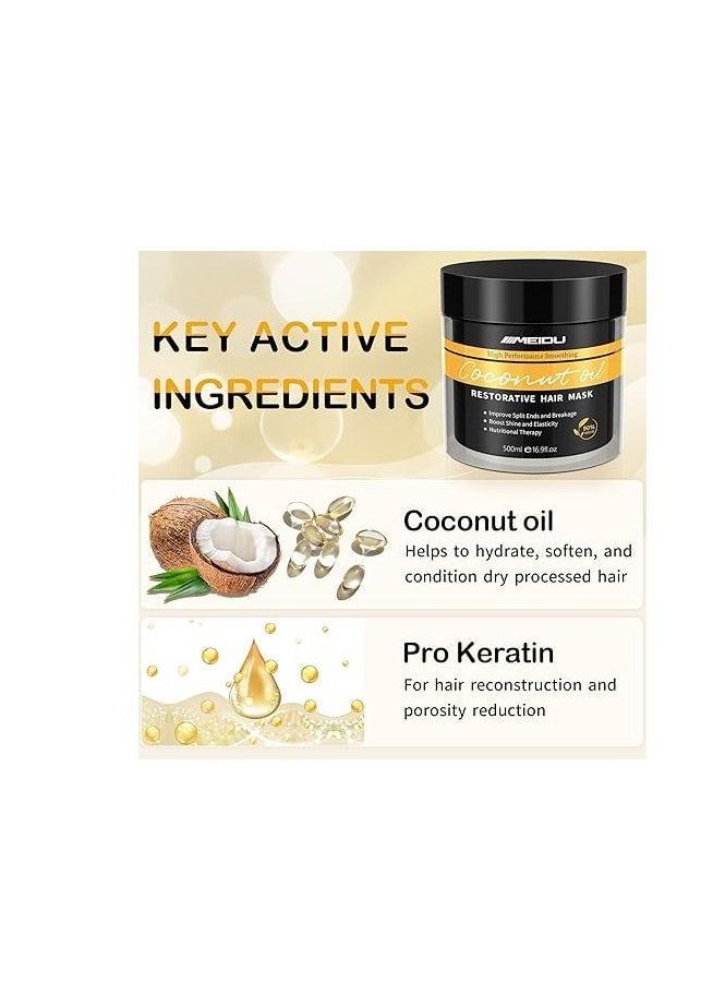 Ivnil MEIDU Keratin Hair Mask for Damaged Hair, Hair Treatment Mask for Color Treated Hair Deep Conditioner, Coconut Oil Deep Repair Conditioning for All Hair Types