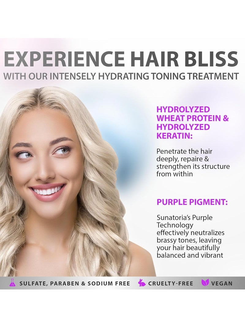 Sunatoria New Keratin Purple Hair Mask- Blonde Hair Purple Toner - Repair & Nourishment Treatment For Bleached, Brassy Hair - Blue Hair Mask, No Yellow Tones - Deep Conditioner For Color Treated Locks