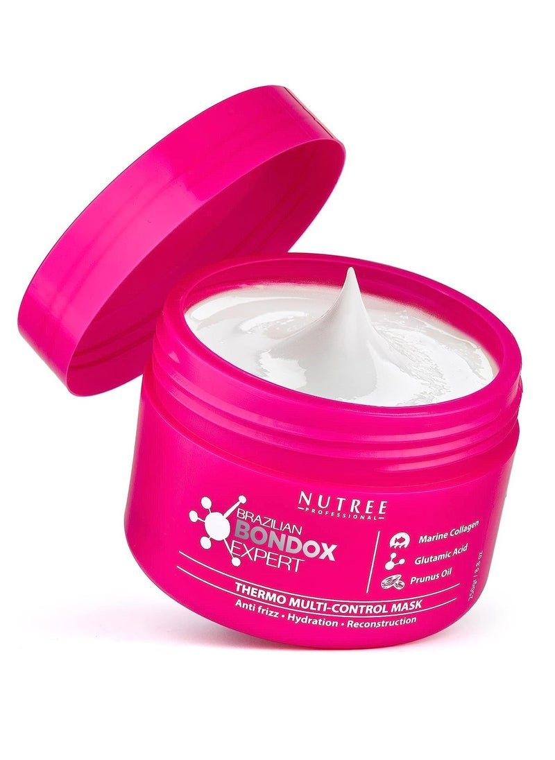 HAIR MASK FOR DAMAGED HAIR BRAZILIAN BONDOX TREATMENT 8.8 oz Thermal Activated Mask for Dry Frizzy Hair | Formaldehyde Free Cruelty Free | Results for up to 1-3 months | Almond Hair Oil