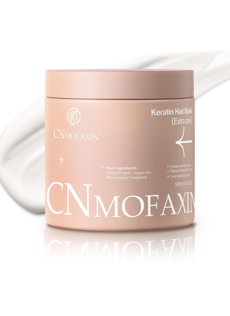 Keratin Hair Mask & Deep Conditioner, Hydrating & Deep Conditioning Repair with Wheat Protein & Argan Oil for Dry, Damaged, or Color-Treated Hair, Anti-Frizz Hair Treatment - 17.5 Oz.