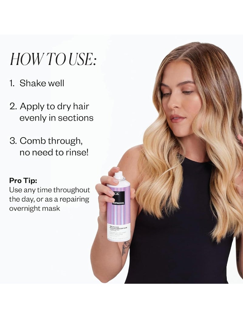 IGK Antisocial No-Rinse Overnight Dry Hair Treatment Mask Travel Size | Bond-Building Repairs, Smoothes and Softens Hair | Vegan + Cruelty-Free | 1.7 Oz (Pack of 2)